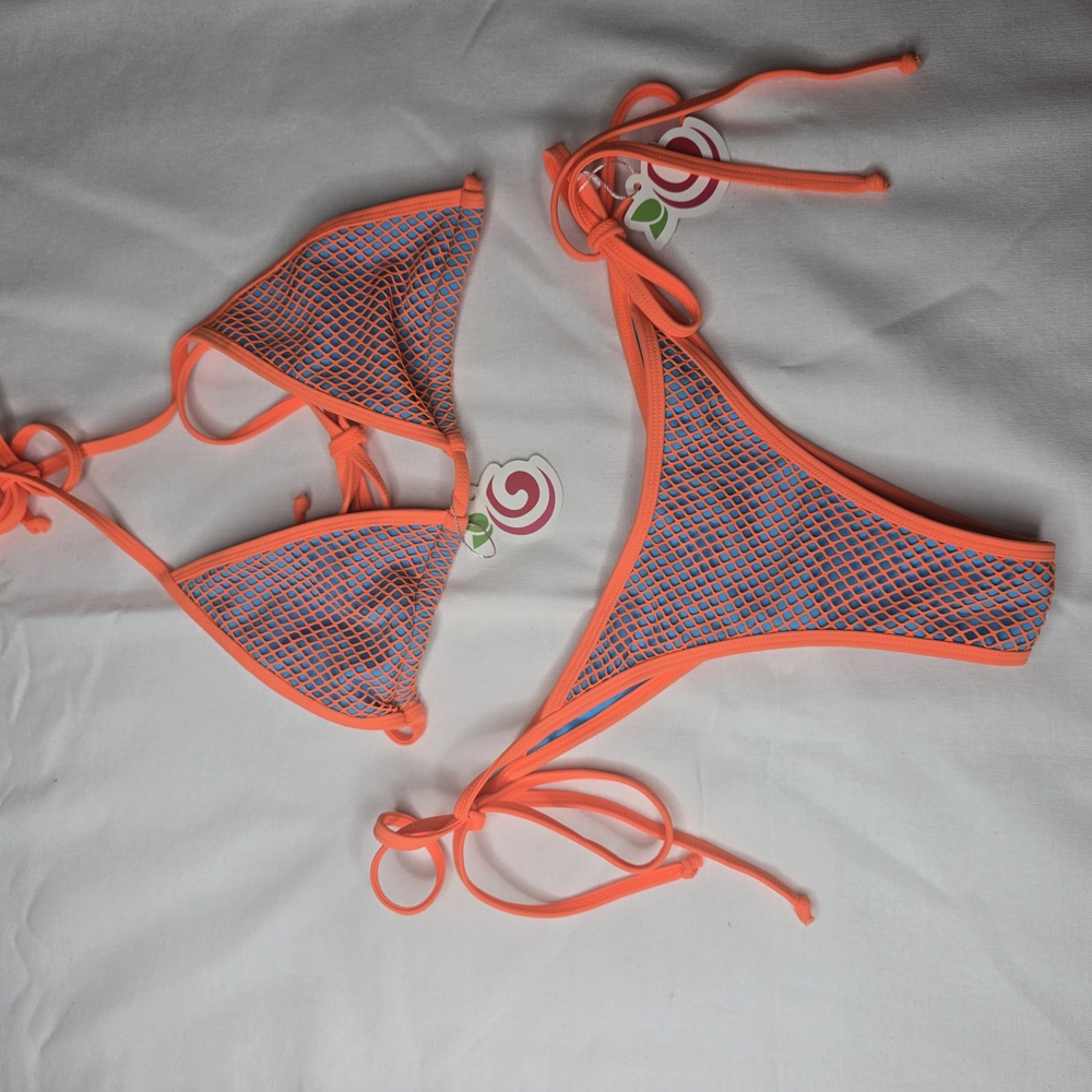 Orange and Blue Bikini Set